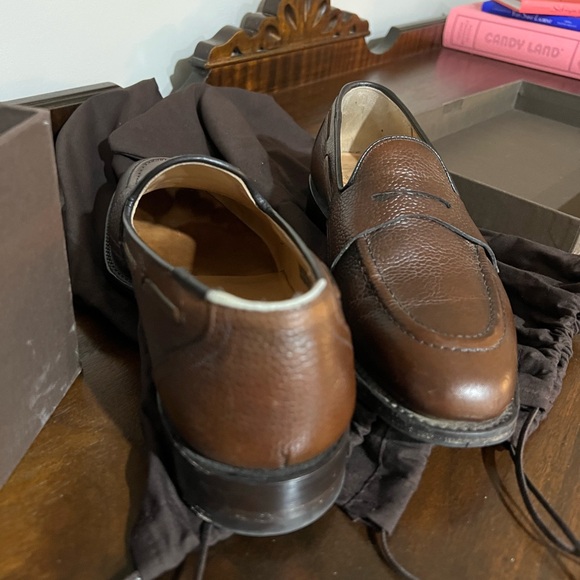 Men’s brown genuine calf leather penny loafers